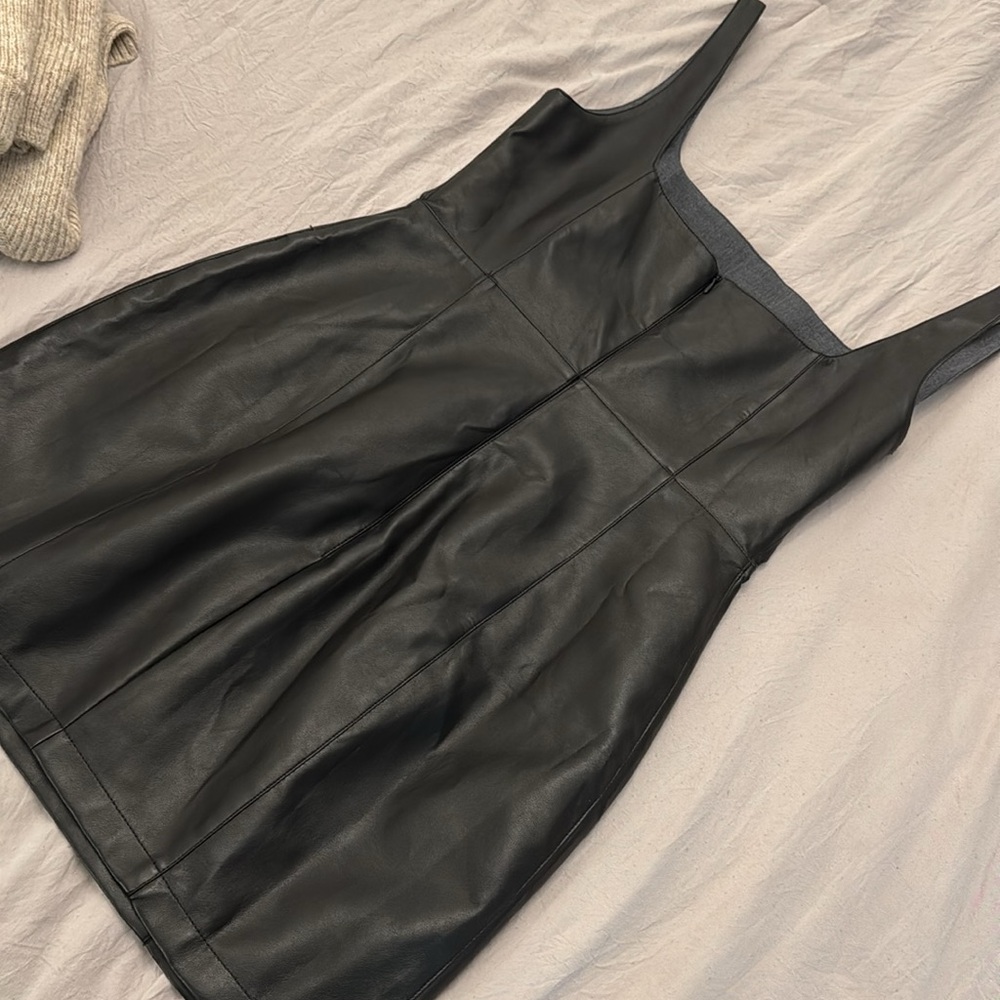 ASOS Square Neck Faux Leather Dress - Picture 8 of 9